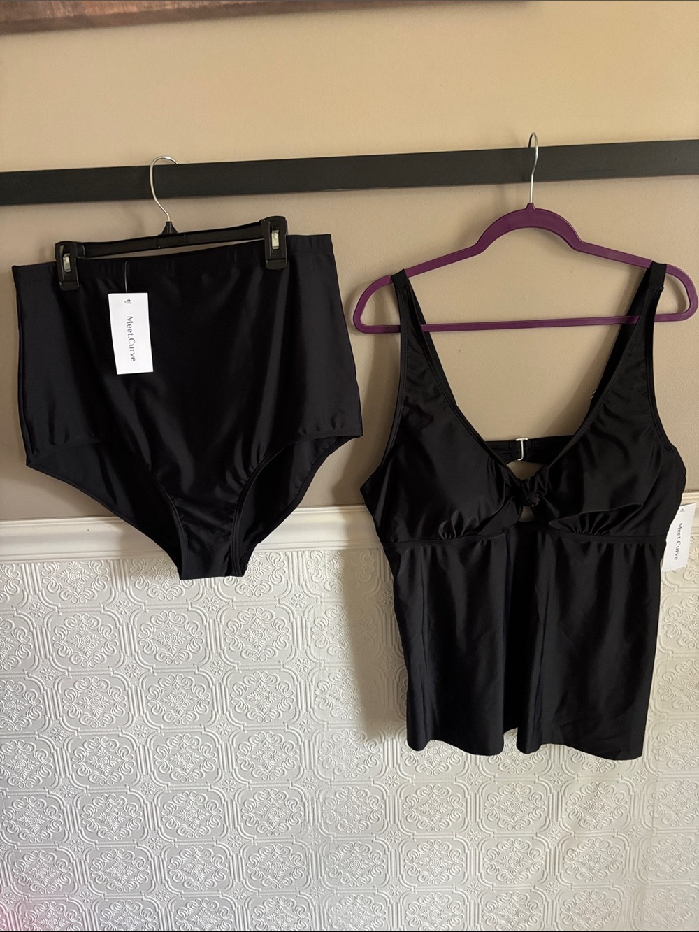 NWT Meet Curve Classic Black Tankini Set with High-Waist Briefs-size 3X
